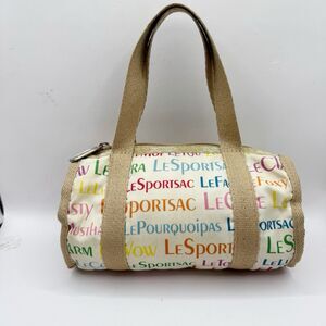 Lesportsac Vintage Micro Duffel Colorful Spellout Top Handle Tote Cosmetics Case